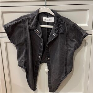 Zara Charcoal Sleeveless Denim Jacket